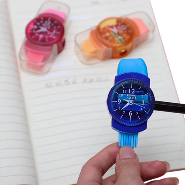 Colorful Pencil Sharpeners with Erasers in Watch Shapes - Apna Bazaar Lahore