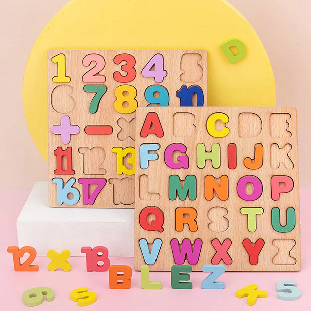 Alphabet Numbers Wooden Puzzles - Apna Bazaar Lahore