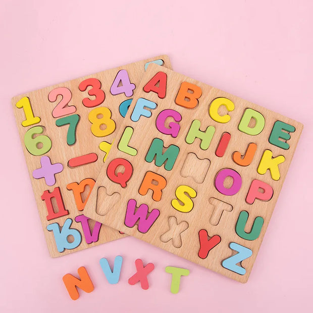 Alphabet Numbers Wooden Puzzles - Apna Bazaar Lahore