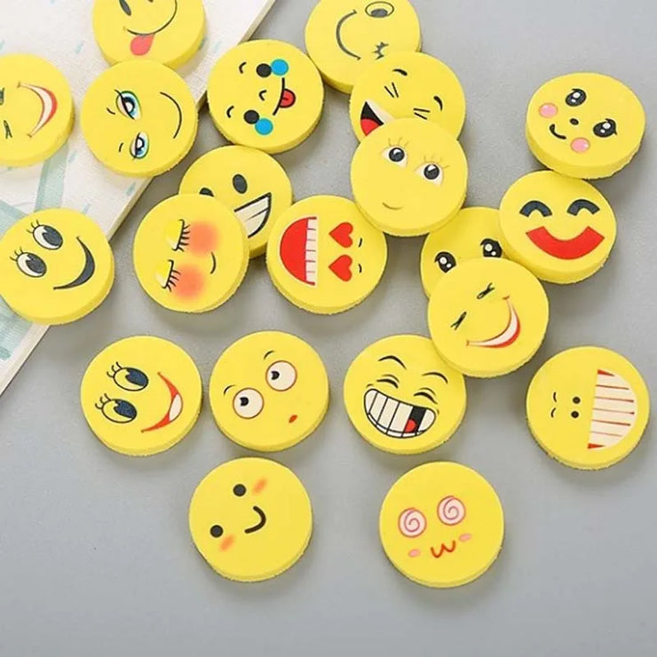 Round Shape Smiling Face Rubber Erasers - Apna Bazaar Lahore