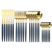 Golden Cutlery Set with Black Handles - Apna Bazaar Lahore