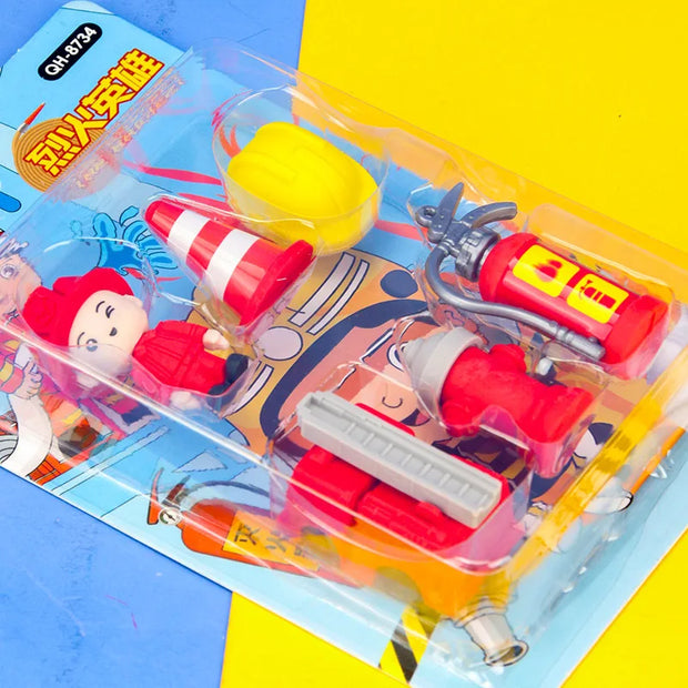 Creative Cartoon Fireman Erasers Set - Apna Bazaar Lahore