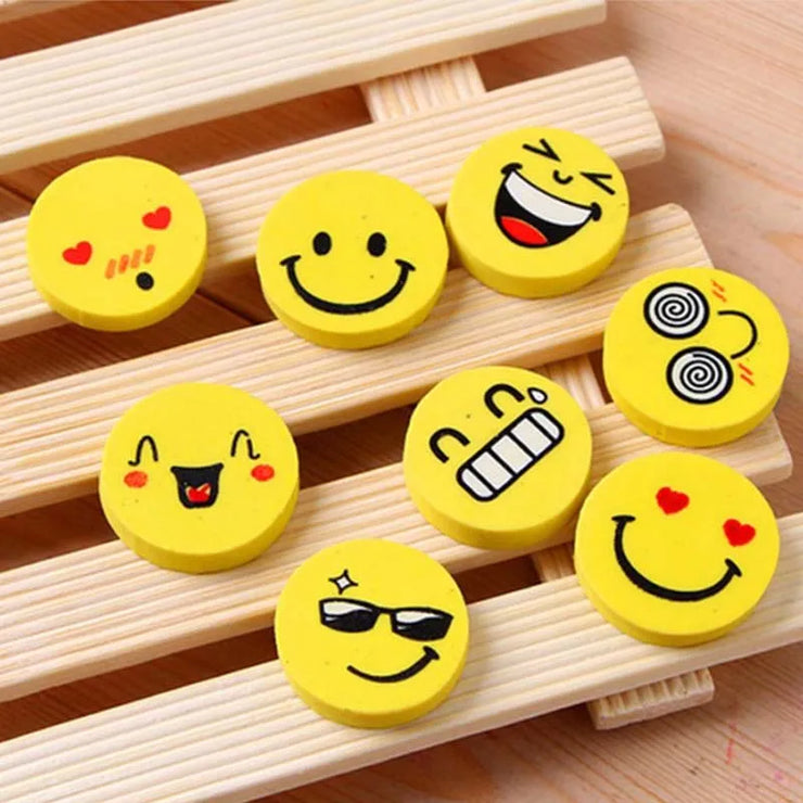 Round Shape Smiling Face Rubber Erasers - Apna Bazaar Lahore