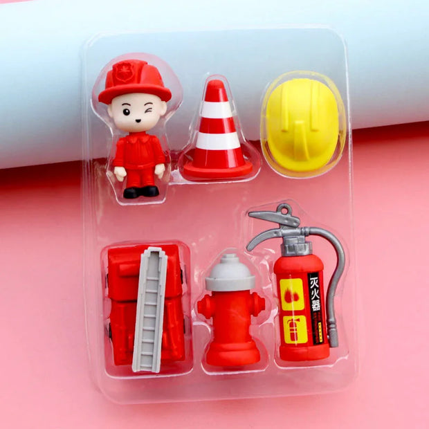 Creative Cartoon Fireman Erasers Set - Apna Bazaar Lahore