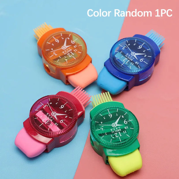 Colorful Pencil Sharpeners with Erasers in Watch Shapes - Apna Bazaar Lahore