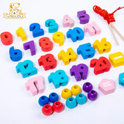 Wooden Alphabet Lacing Beads Puzzle Toy - Apna Bazaar Lahore