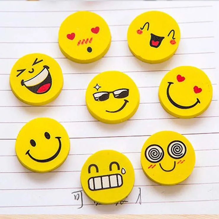 Round Shape Smiling Face Rubber Erasers - Apna Bazaar Lahore