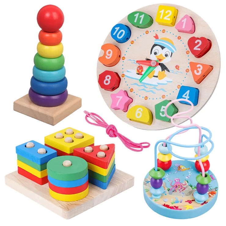 Wooden Sorting and Stacking Educational Montessori Toys - Apna Bazaar Lahore