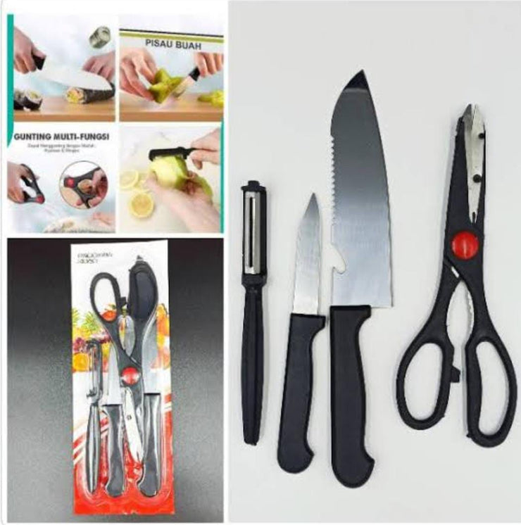Cleaver Scissors Premium 4-Piece Imported Knife Set: kitchen knife set - Apna Bazaar Lahore