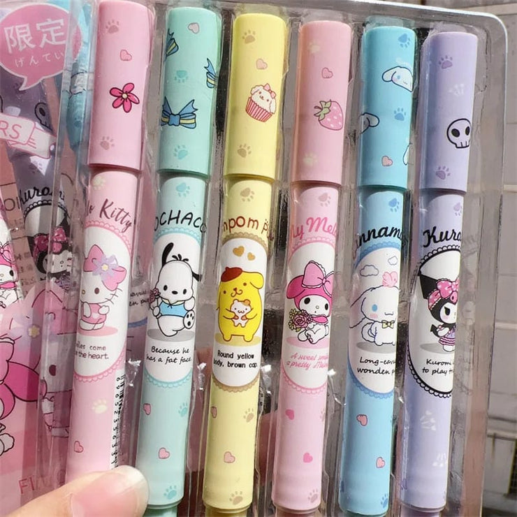 6-Piece Set Sanrio Hello Kitty Highlighter Marker Pens