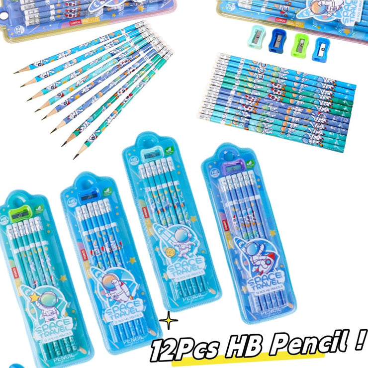 HB Astronaut Eraser Pencils and Sharpener