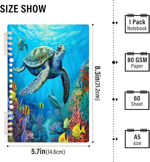 3D Green Sea Turtle Spiral Notebook