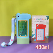 Dinosaur Straw Water Bottle with Strap