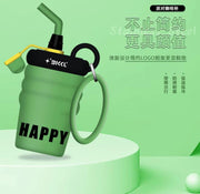 Stainless Steel 400ml Cute Cup with Straw