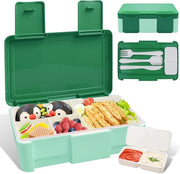 Bento Lunch Box with Double Sauce Container, Cutlery Set