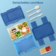 Bento Lunch Box with Double Sauce Container, Cutlery Set