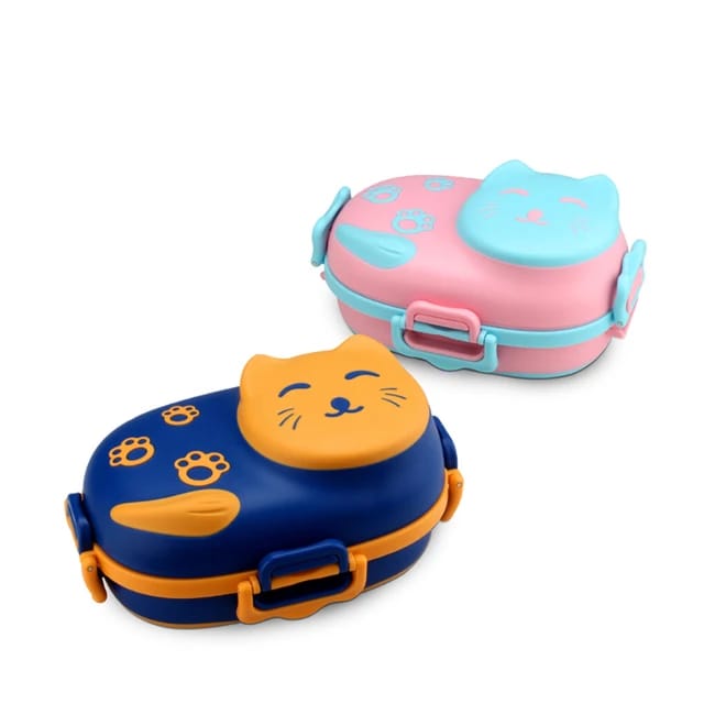 Cat-Themed Stainless Steel Insulated Lunch Box