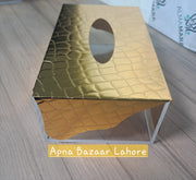 Elegant Golden Tissue Box – Acrylic Base with Decorative Gold Top