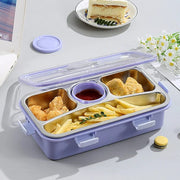 3-Compartment Stainless Steel Lunch Box with Sauce Bowl & Cutlery – Perfect for School & Office | Apna Bazaar Lahore