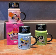 Ceramic Powerpuff Girls Mug with Lid