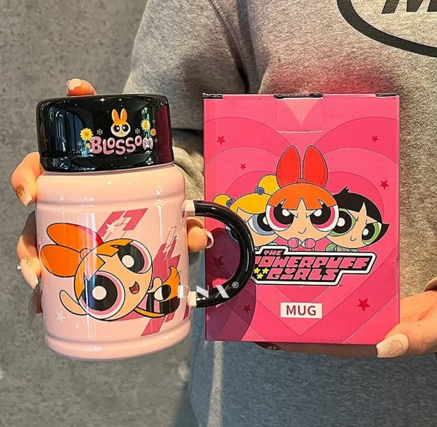 Ceramic Powerpuff Girls Mug with Lid