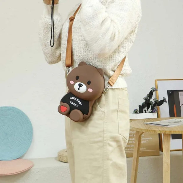 Cute Bear Shoulder Bag with Strap