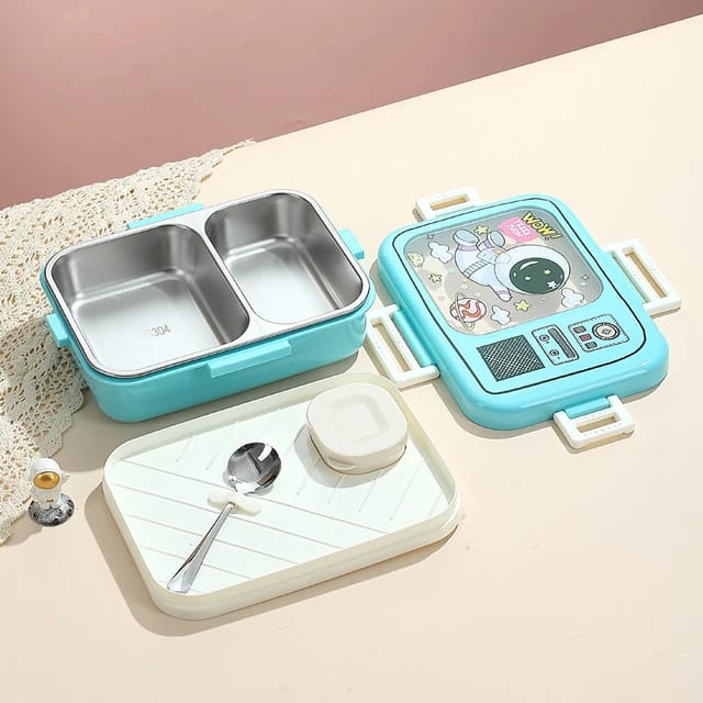 Stainless Steel Lunch Box with Sauce Bowl & Spoon