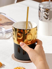 Luxury Gold-Plated 15oz Ceramic Coffee Mug