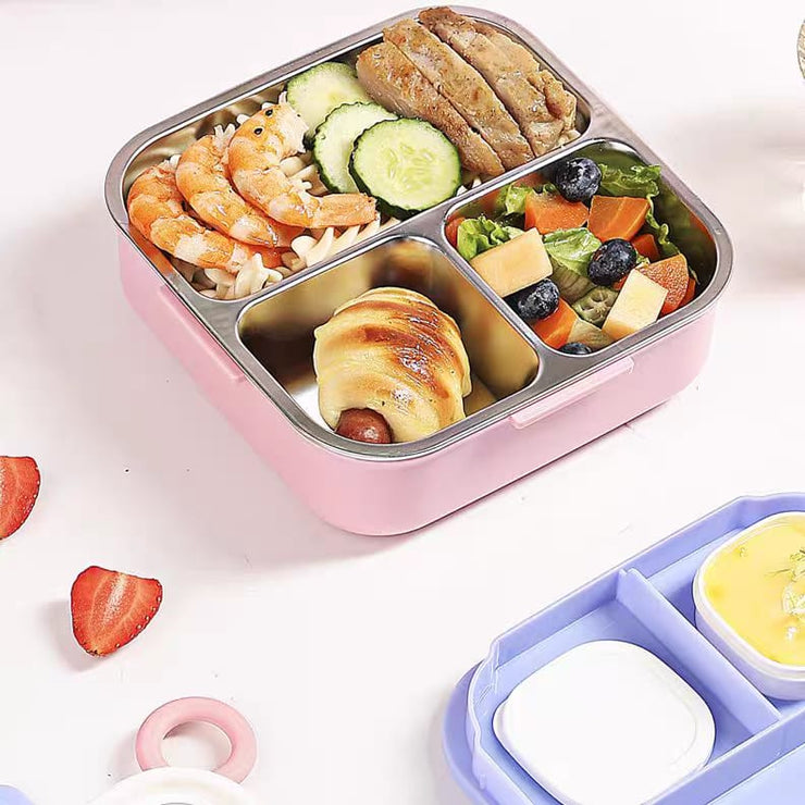 Tedemei Stainless Steel Bento Lunch Box with Sauce Bowl and Spoon