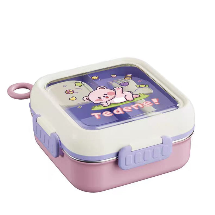 Tedemei Stainless Steel Bento Lunch Box with Sauce Bowl and Spoon