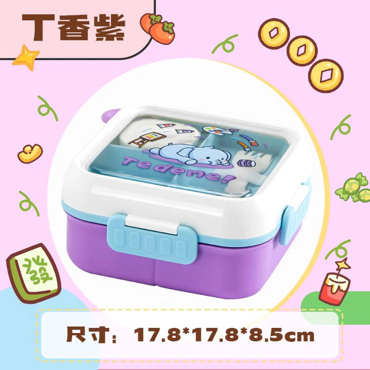 Tedemei Stainless Steel Bento Lunch Box with Sauce Bowl and Spoon