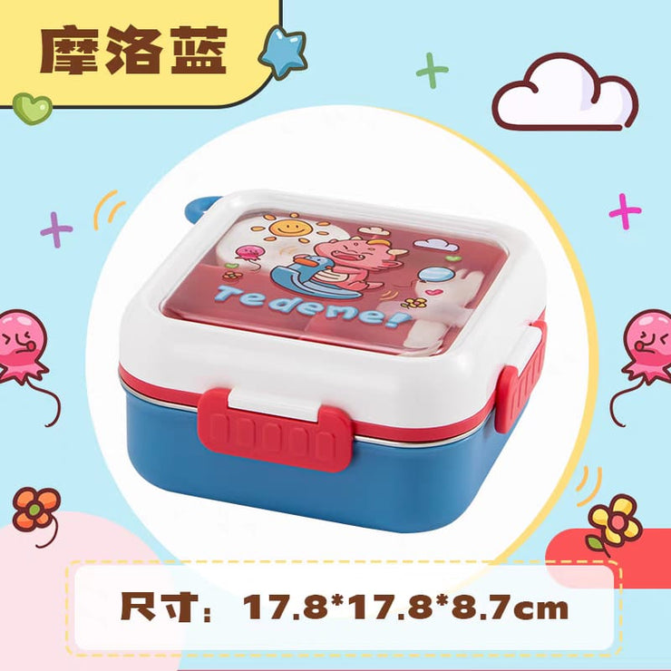 Tedemei Stainless Steel Bento Lunch Box with Sauce Bowl and Spoon