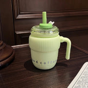 420ml Cute 316 Stainless Steel Coffee Cup with Steel Straw – Premium & Stylish