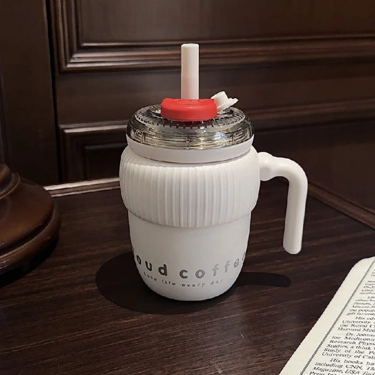 316 Stainless Steel Coffee Cup with Steel Straw