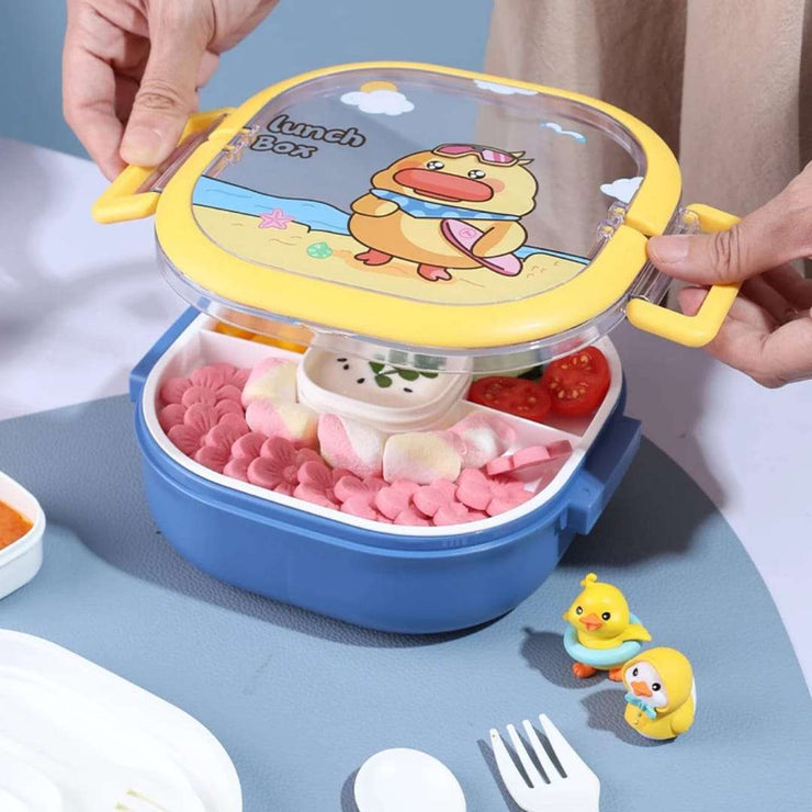 Tedemei BPA-Free Plastic Lunch Box with Dip Container and Cutlery