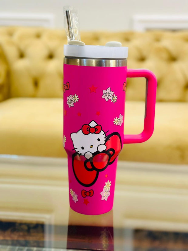 1200 ml Cartoon Character Stainless Steel Tumbler with Straw