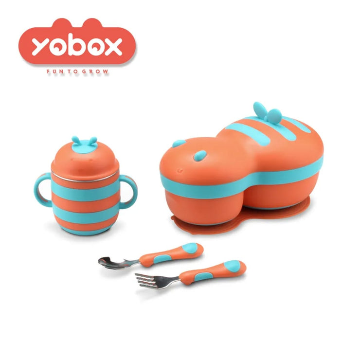 Baby Feeding Bowl Set with Silicone Suction and Stainless Steel Food Warmer