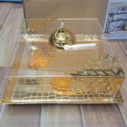 Premium Golden Cake & Pastry Tray with Acrylic Cover