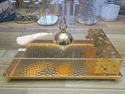 Premium Golden Cake & Pastry Tray with Acrylic Cover