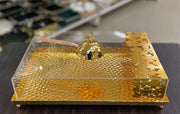 Premium Golden Cake & Pastry Tray with Acrylic Cover