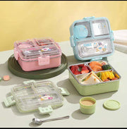 Stainless Steel Lunch Box with Sauce Bowl & Steel Cutlery
