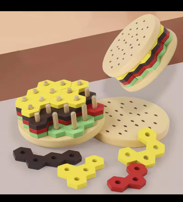 Wooden Hamburger Stacking Puzzle