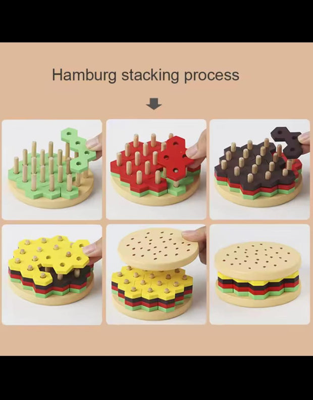 Wooden Hamburger Stacking Puzzle