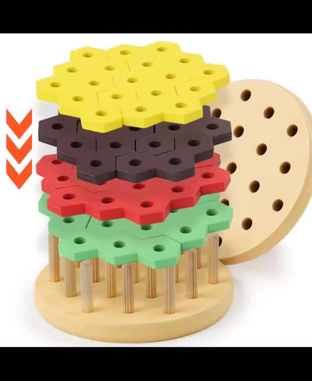 Wooden Hamburger Stacking Puzzle
