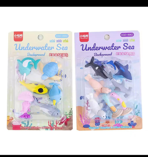 Underwater Sea Animals Erasers Set – Cute Ocean-Themed