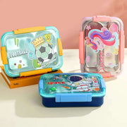 Fun-Themed Stainless Steel Lunch Box with Sauce Bowl