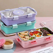 Stainless Steel 3-Compartment Leak-Proof Lunch Box with Food Container
