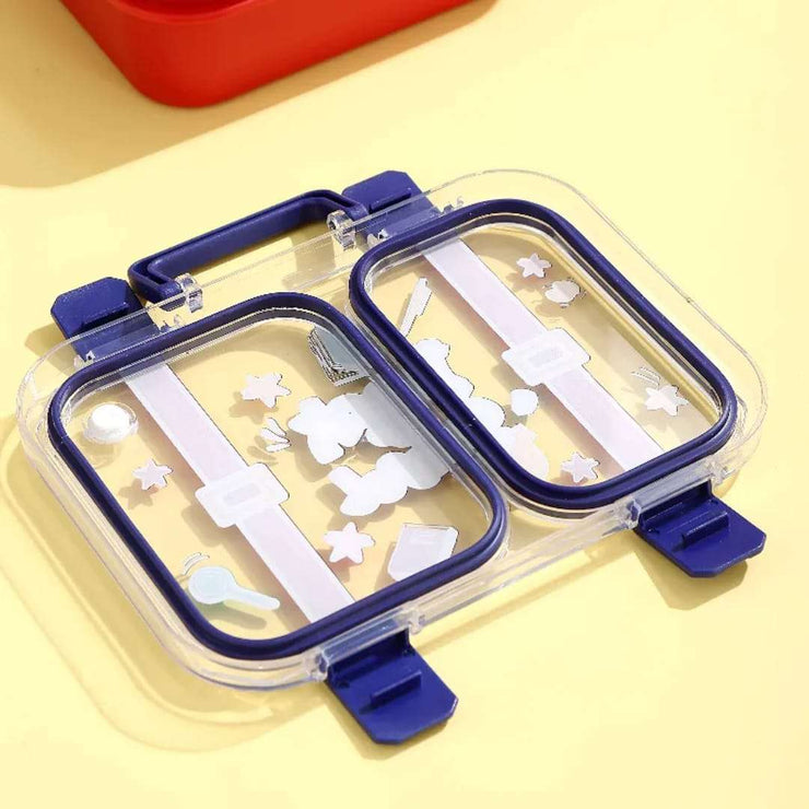 Embroidery hoop with clear lid on a yellow background