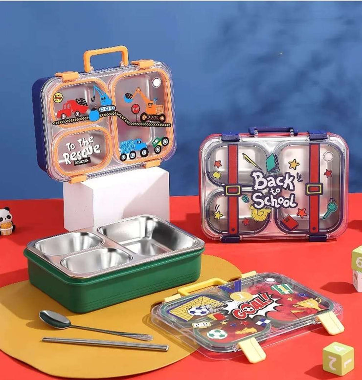 3-Compartment Leak-Proof Design with Steel Spoon & Chopsticks