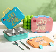 Sleek 2-Compartment Stainless Steel Lunch Box with Spoon & Chopsticks